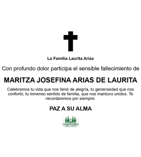 Obituario Maritza Josefina Arias De Laurita