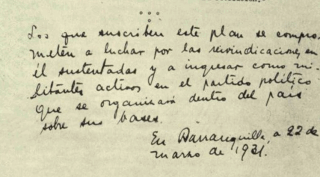 El Plan de Barranquilla de 1931