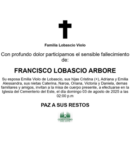 Obituario Francisco Lobascio Arbore
