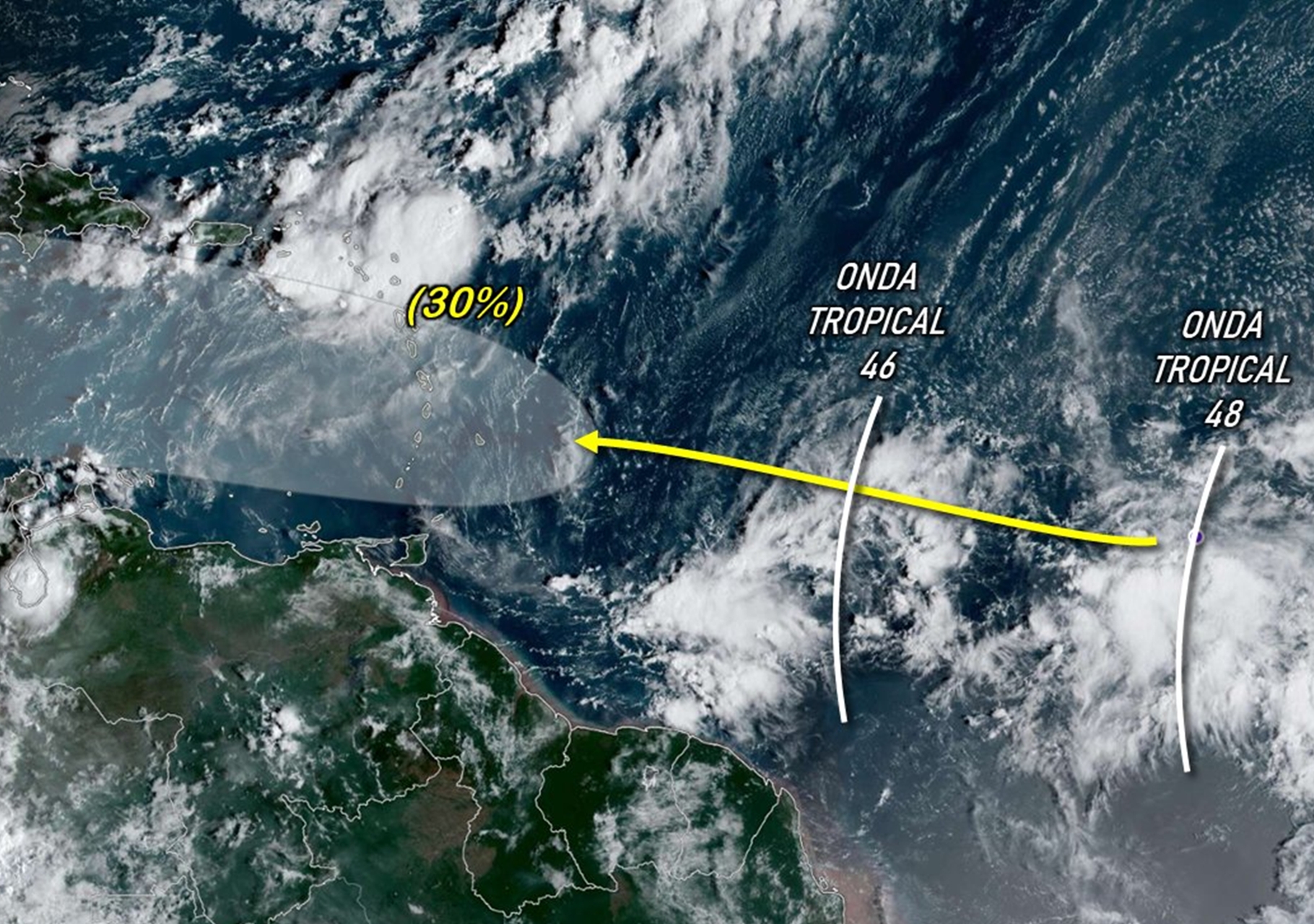 Dos ondas tropicales podrían generar lluvias en Venezuela durante el fin de semana