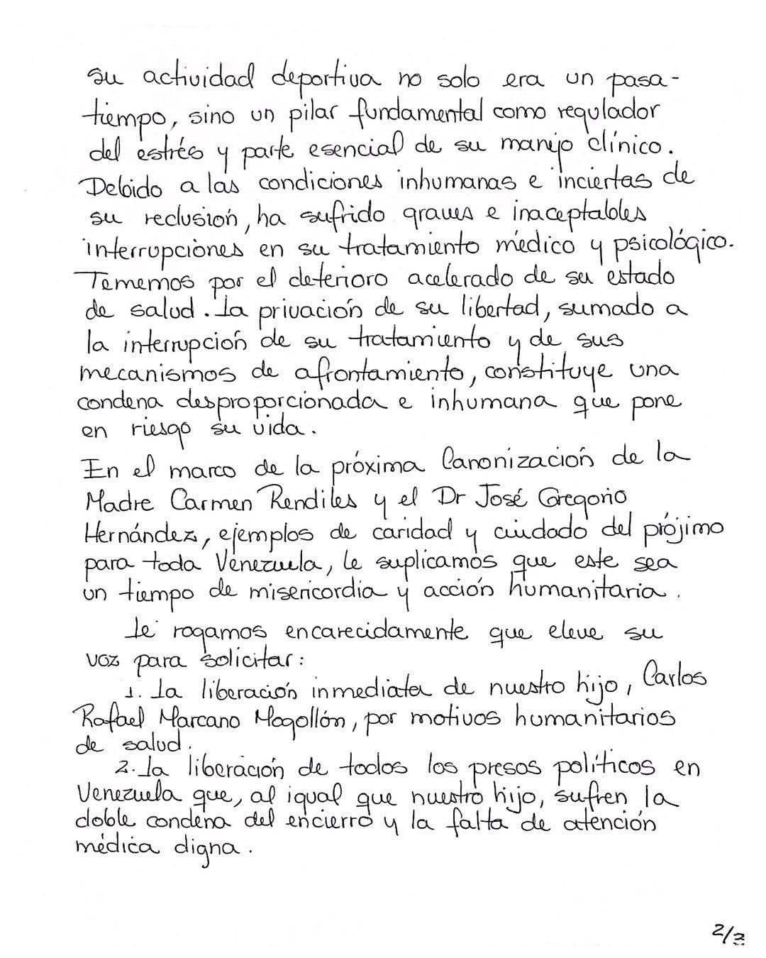 Parents of journalist Carlos Marcano ask the Pope to intercede for his release