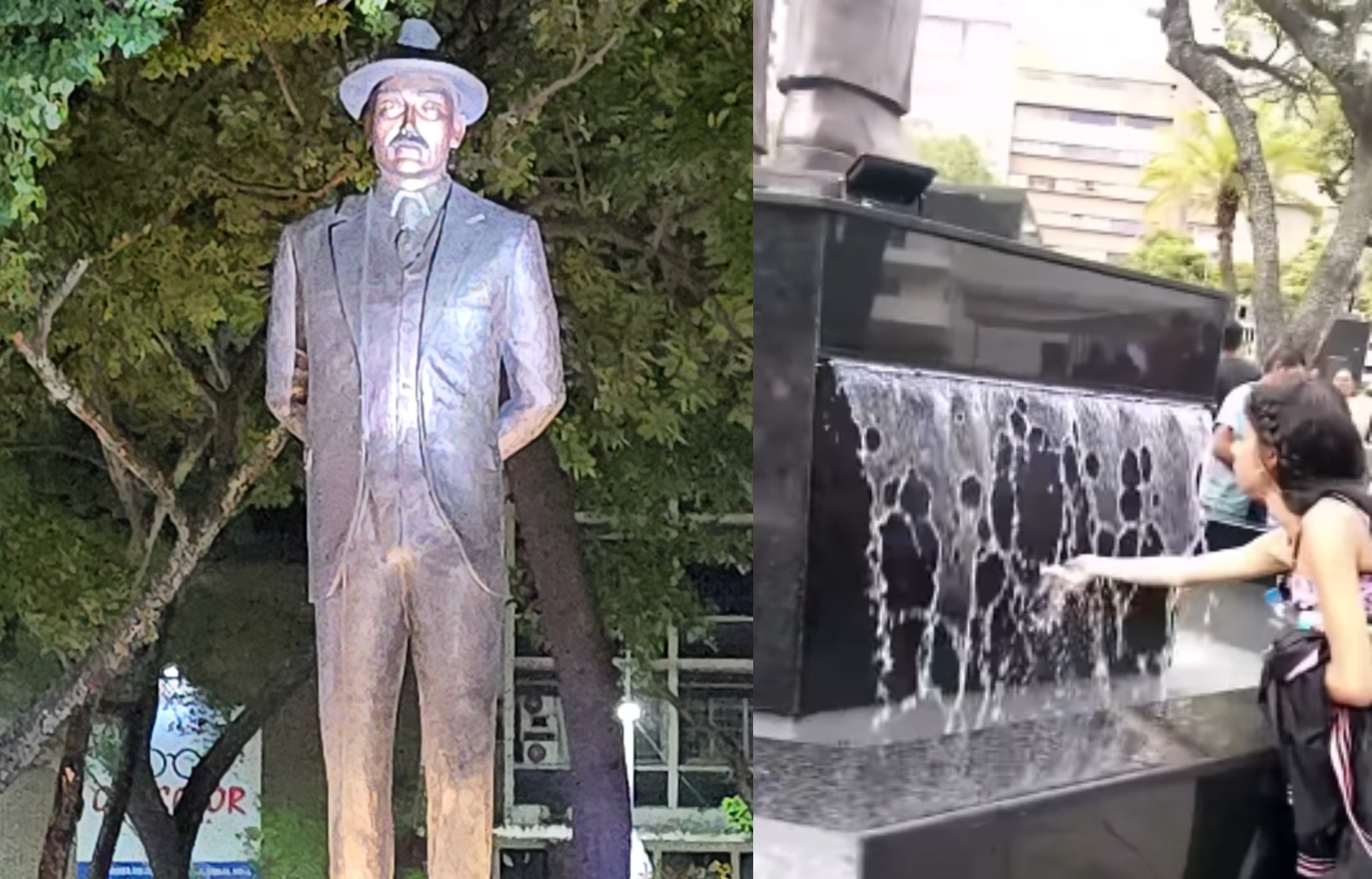 Venezolanos se llevan agua de la fuente de la estatua de José Gregorio Hernández: «La fe mueve montañas»