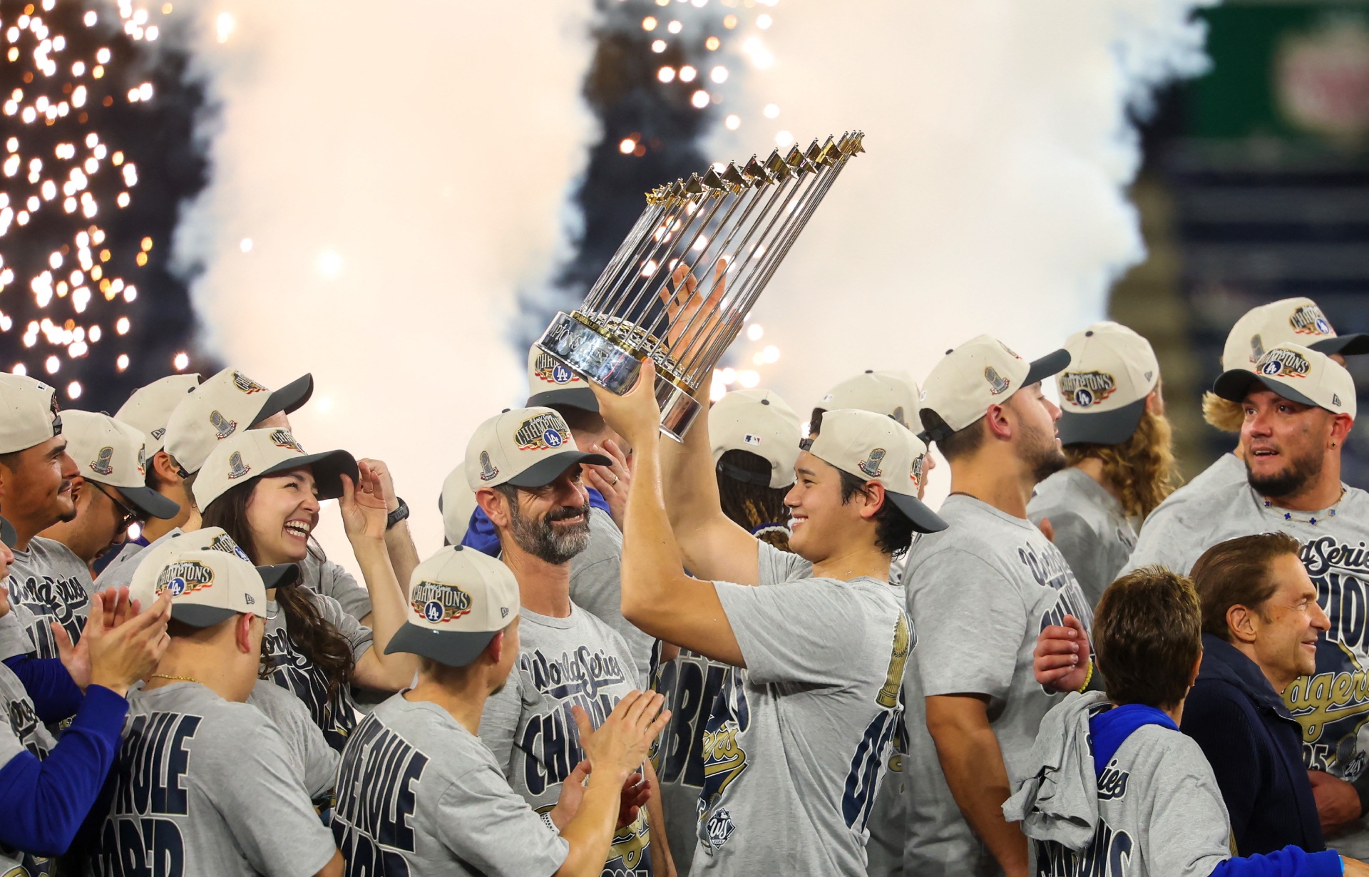 Celebración de los Dodgers de Los Ángeles luego de su triunfo en la Serie Mundial. Foto: AFP