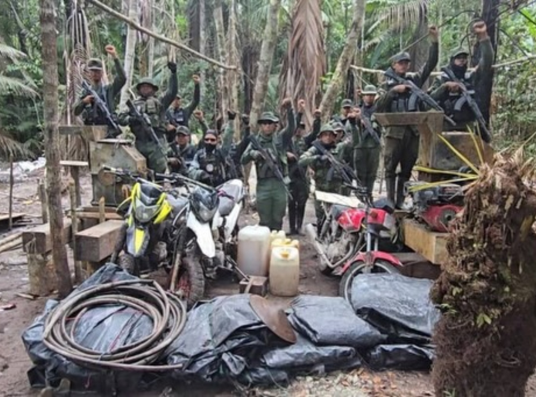 The FANB seized materials and equipment used for illegal mining illegal mining