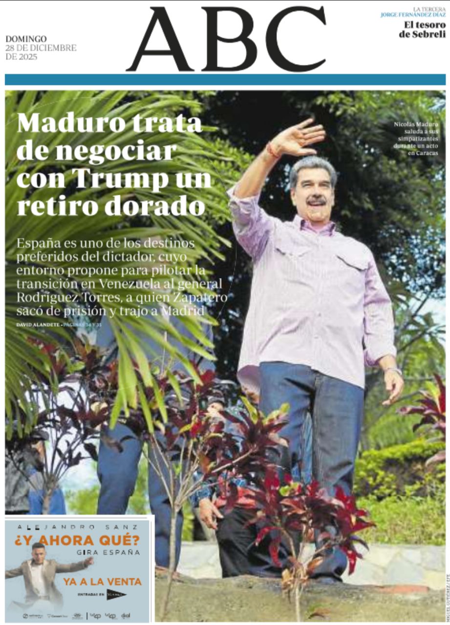 ABC of Spain: Chavista environment seeks to negotiate with figures close to Trump a safe exit for Maduro