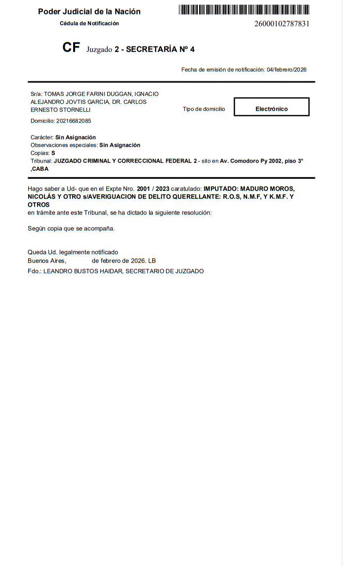 What Tomás Farini Duggan said, the lawyer handling the case against Nicolás Maduro in Argentina