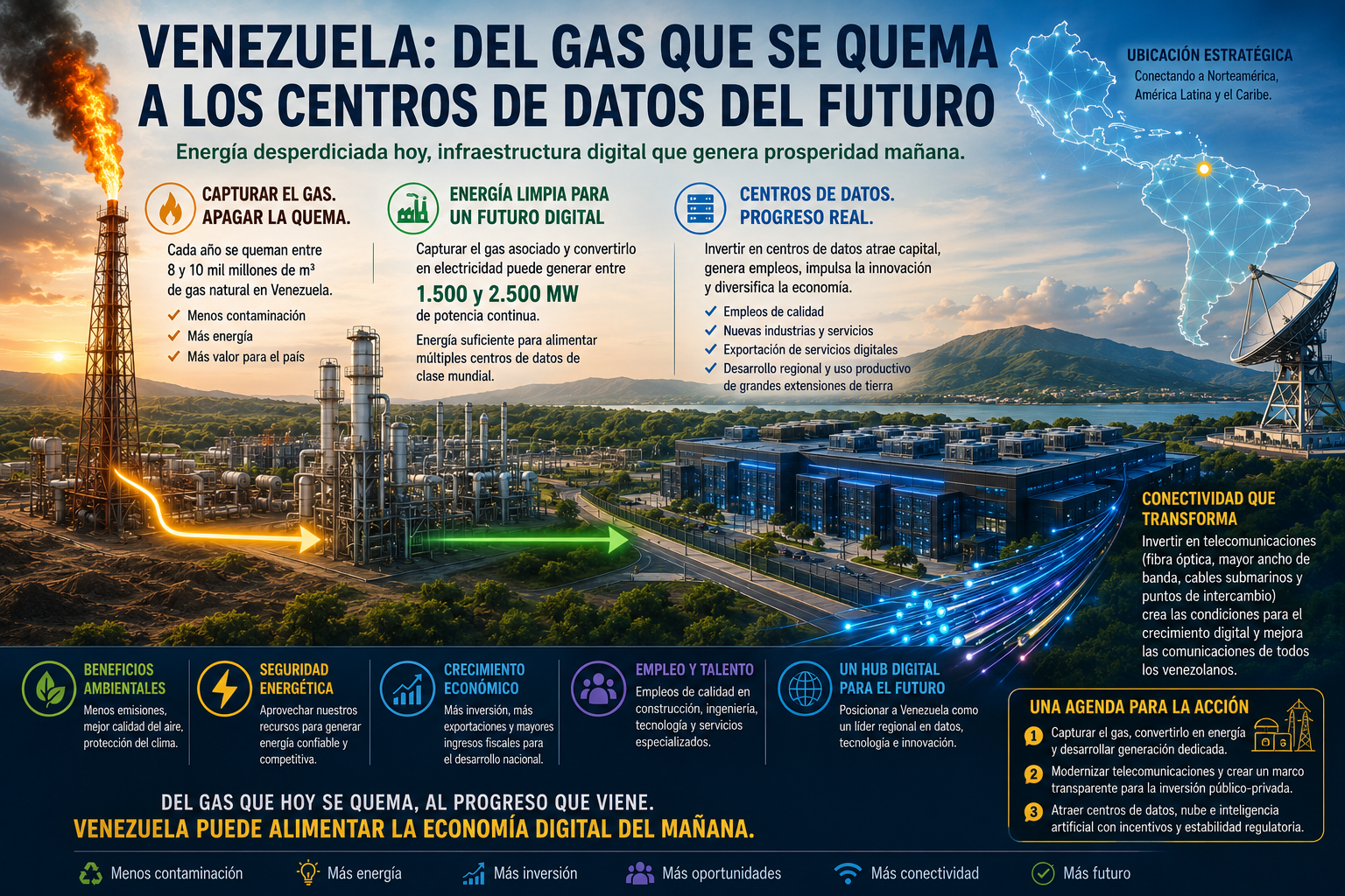 Venezuela en la economía digital: del gas quemado a los centros de datos