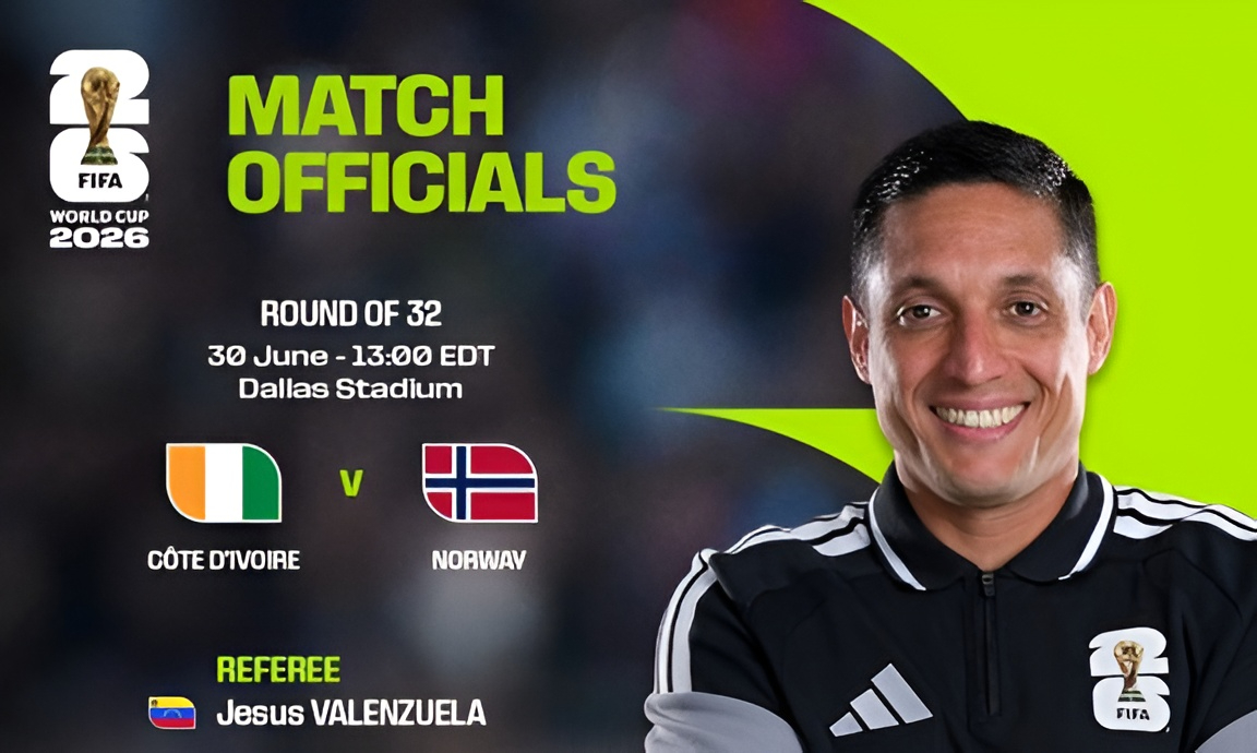 Tercer partido para Jesús Valenzuela en el Mundial 2026: dirigirá a Costa de Marfil y Noruega